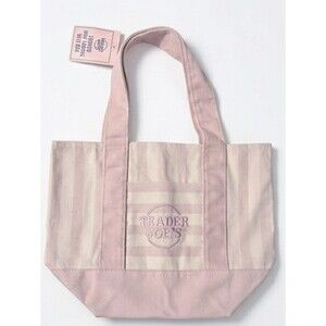 Trader Joe’s Mini Canvas Tote Bags Pink Striped Limited Editio